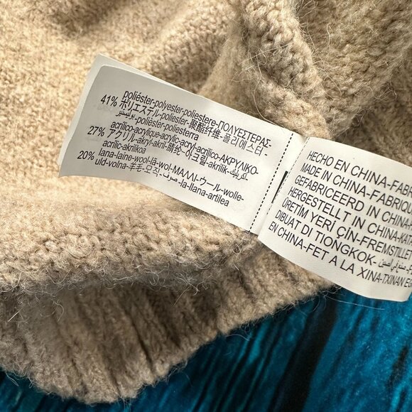 Zara Tan Wool Alpaca Blend Crewneck Sweater Size Large - Picture 10 of 12